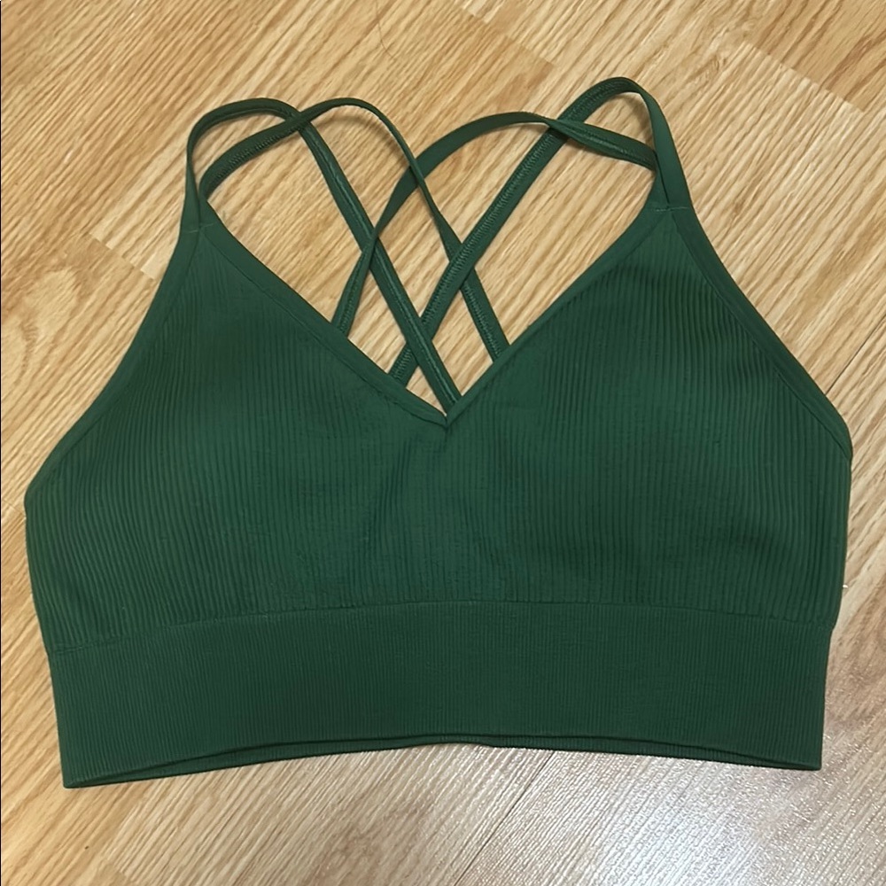 Green Strappy Sports Bra